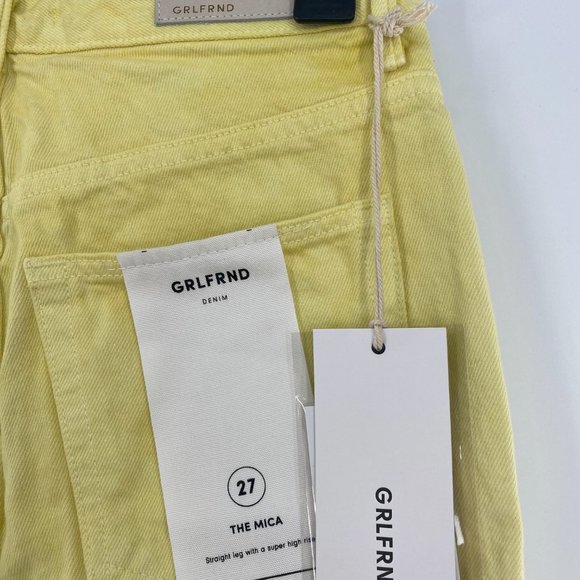 Grlfrnd NWT Mica Crop Color Block Straight Leg Denim Jeans Pink Crush 27 New - Picture 8 of 15